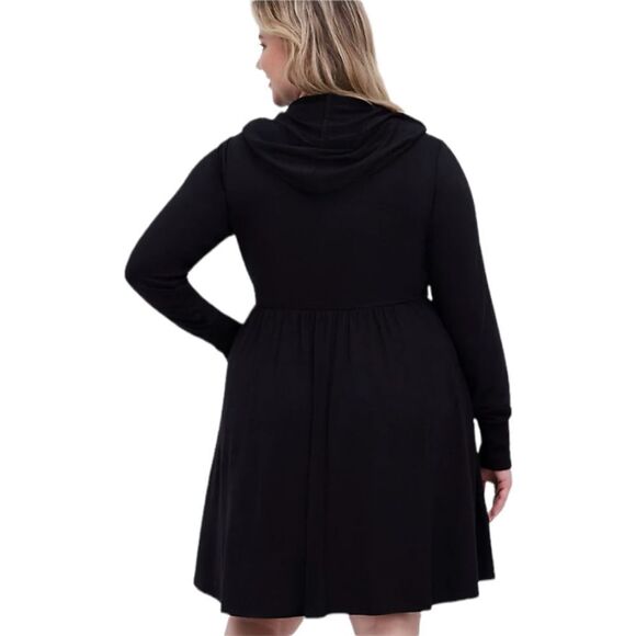 TORRID SUPER SOFT BLACK HOODED SKULL PRINT PLUS SIZE SKATER DRESS SIZE SIZE 2X - Picture 10 of 16
